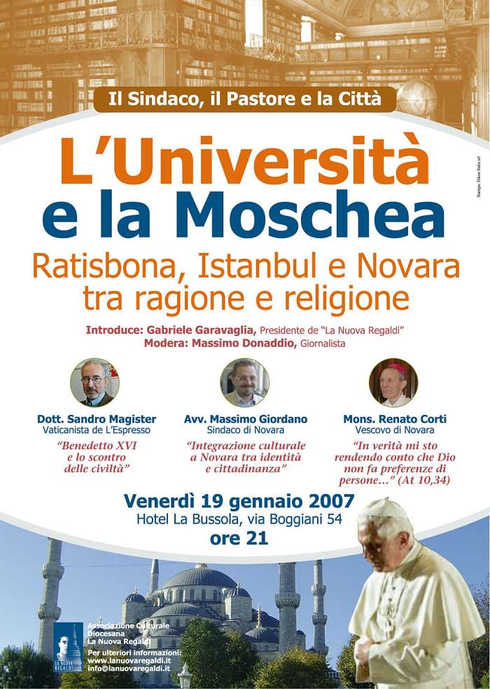 L'università e la Moschea. Locandina pubblicitaria dell'incontro